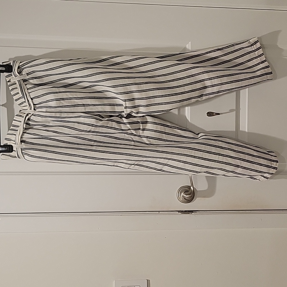 American Eagle Striped Linen-Blend Belted Pants Size M - Picture 5 of 9